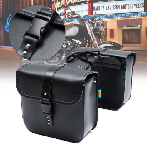 Universal Motorcycle Saddle Tool Bag Side Pannier Luggage Bags PU Leather