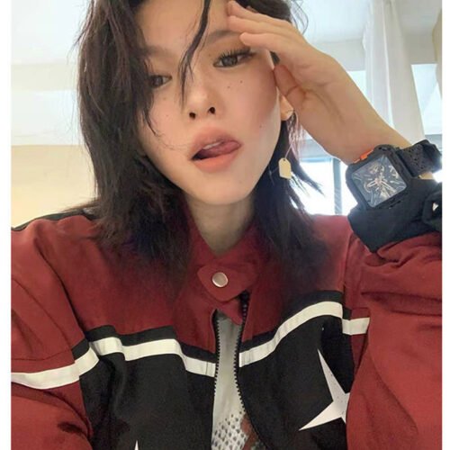 American Retro Vintage Motorcycle Baseball Suit Jacket Women’s Spring Ins Trendy Design Sense Niche Couple’s Jacket