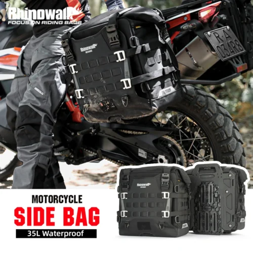 Rhinowalk Motorcycle Side Bag Waterproof 35L Big Capacity Quick Release Installation system & Molle System Luggage Saddlebag