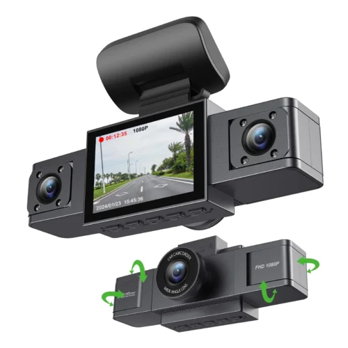 3 Channel Dash Cam Video Recorder Three Lens Car Camera with Rear View