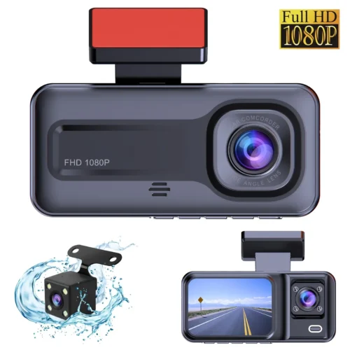 Dash Cam Front And Rear and Inside 1080P Full HD 3 Way Dash Cam