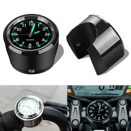 Aluminum Quartz Watch Luminous Clock Handlebar Mount for Motorcycle