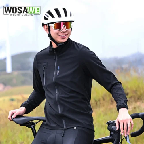 WOSAWE Cycling Wear Cycling Windbreaker Men’s Long Sleeve Windproof Jacket MTB Road Bike Jersey Coat Lightweight Bicycle Vest