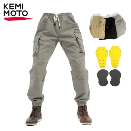 Motorcycle Pants Men Riding Trousers Cargo Big Pockets