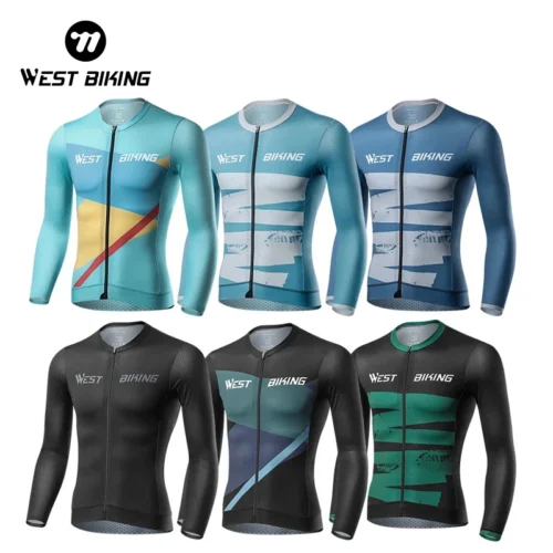 WEST BIKING Long Sleeve Cycling Jersey Men Road Bike Clothing Riding