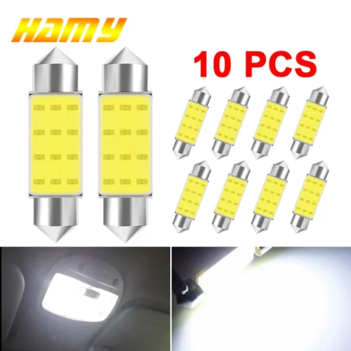 10PCS C10W C5W LED Bulb Festoon 31mm 36mm 39mm 41mm LED