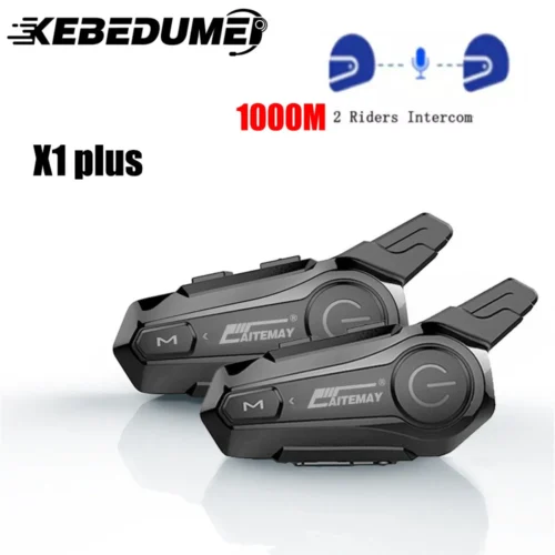 X1 Plus Motorcycle Bluetooth 1000M Intercom Helmet Headset For 2 Rider