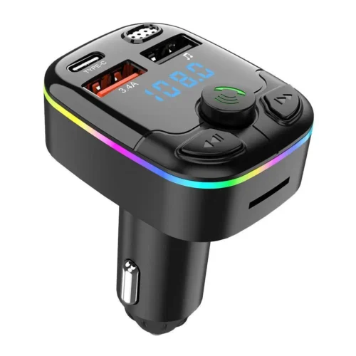 Car Bluetooth 12V-24V Car BT Player CVC Noise Reduce 5.0 FM Transmitter 3.1A Fast Charging Colorful Auto Electronic Accessories