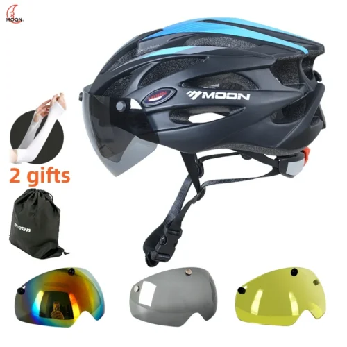 MOON Bike Helmet for Adult with Detachable Goggle Magnetic Visor Racing MTB Road Bicycle Cycling Helmet Ultralight