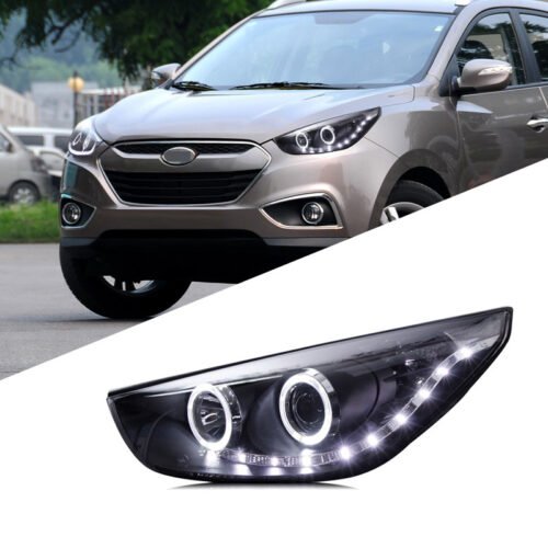 Applicable To 09-12 Modern Ix35 Headlight Assembly Modified Angel Eye LED Daytime Running Lamp Lens Xenon Headlight