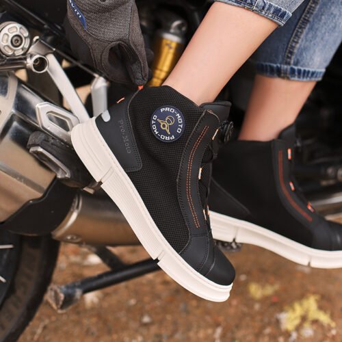 PRO-MOTO Summer Flying Loom Bike Riding Shoes Outdoor Motorcycle Anti-fall High-top Knight Boots