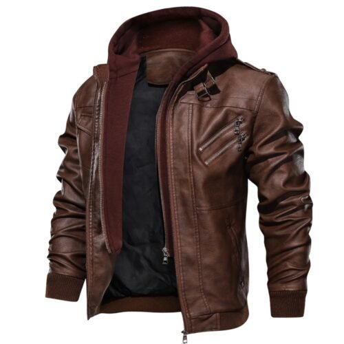 2907 Leather AliExpress Amazon Retro Motorcycle Pu Leather Jacket Autumn And Winter Removable Men’s Hooded Jacket