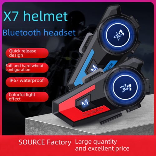 X7 Motorcycle Helmet Bluetooth Headset Riding Motorcycle Waterproof Headset Hard And Soft Dual Microphone 800mAh