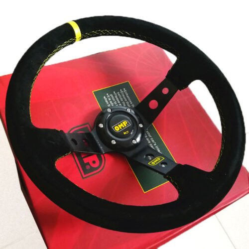 Car Modified Steering Wheel 14 Inch Frosted Personality Competitive Racing Steering Wheel 350mm Brushed Leather Suede Universal