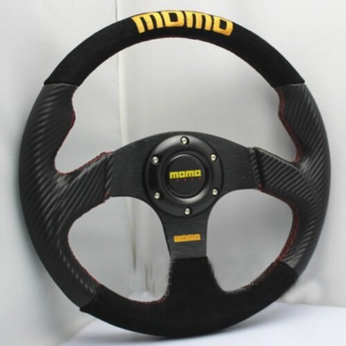 Steering Wheel MOMO Carbon Fiber Nubuck Leather 49.0inch MM Racing Competition Universal Steering Wheel