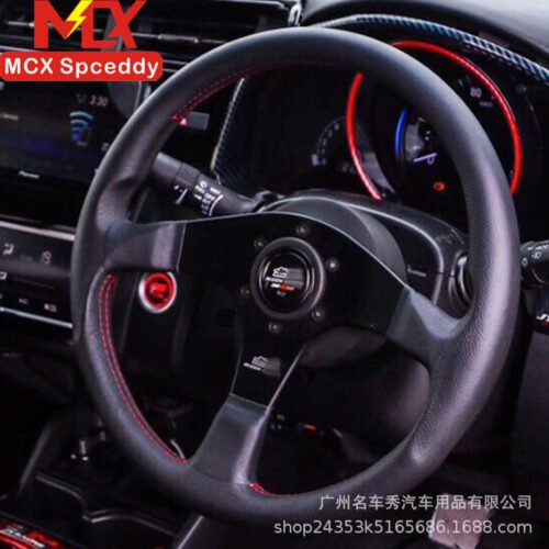 New 14inch Infinity MUGEN Leather Modified Racing Steering Wheel Competitive Modified Neutral Flat Disc