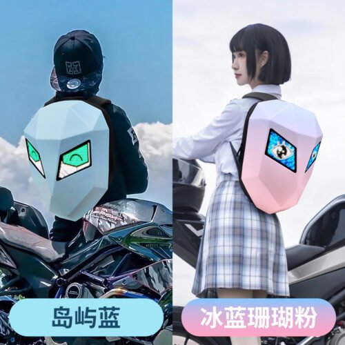 Loy LED Rider Motorcycle Travel Student Backpack Diy Illuminant Eye Screen Helmet Motorcycle